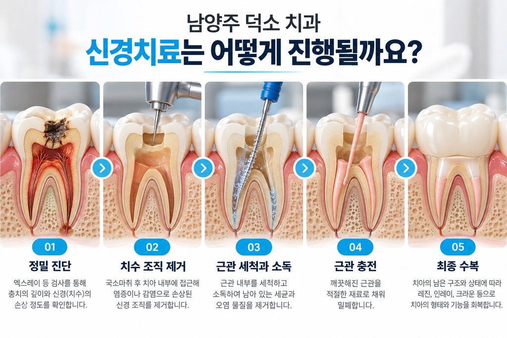 신경치료의 다섯 단계와 근관치료 진행 과정 안내